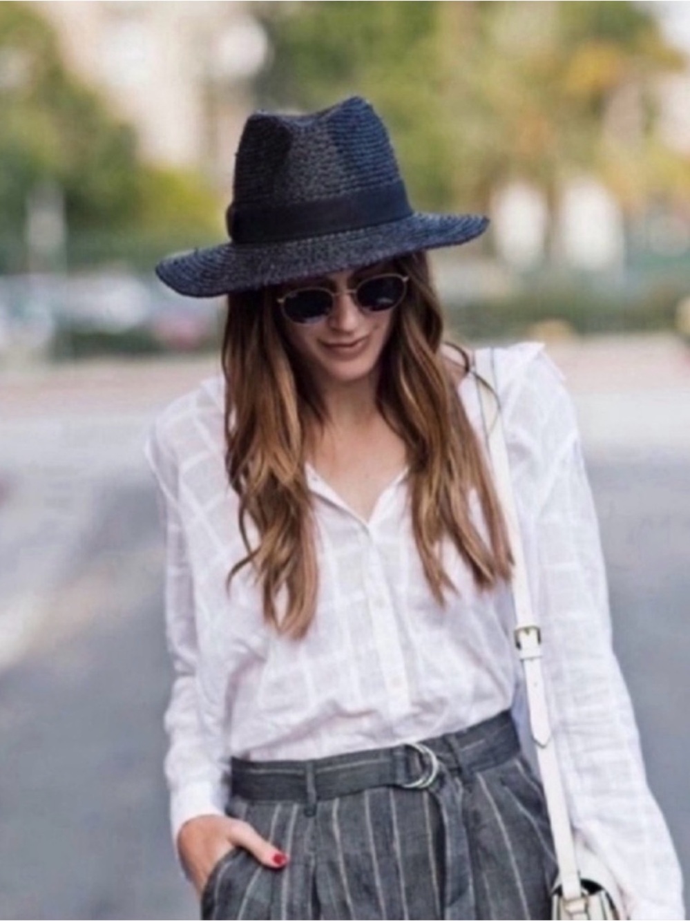 Banana Republic Classic Retro Vintage Style Black Straw Panama Hat / Fedora s M